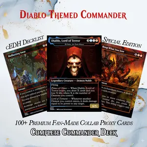 DIABLO THEMED MTG PROXY COMMANDER DECK – PREMIUM COLLECTOR SET (105 CARDS | MULTIPLE VERSIONS | DICE SET | PLAYMAT | VELVET BAG | LEATHER BOX | DECKGALAXY)