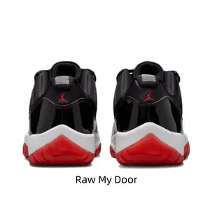 Classic Tri-Color Low Cut Ball Shoes Dual Matte & Gloss Black Leather Contrast Red Heel Graphic Curved White-Red Dual Cushion Base All-Match Daily Walking Sneakers