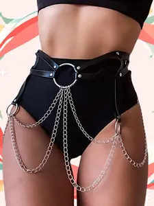 Women's Punk Style Chain Decorated Harness Belt, Fashionable Gothic Style Adjustable Waist Belt for Party, Daily Clothing Decor, Trendy All-match & Exquisite Belt for Birthday Gift, Chain Belts