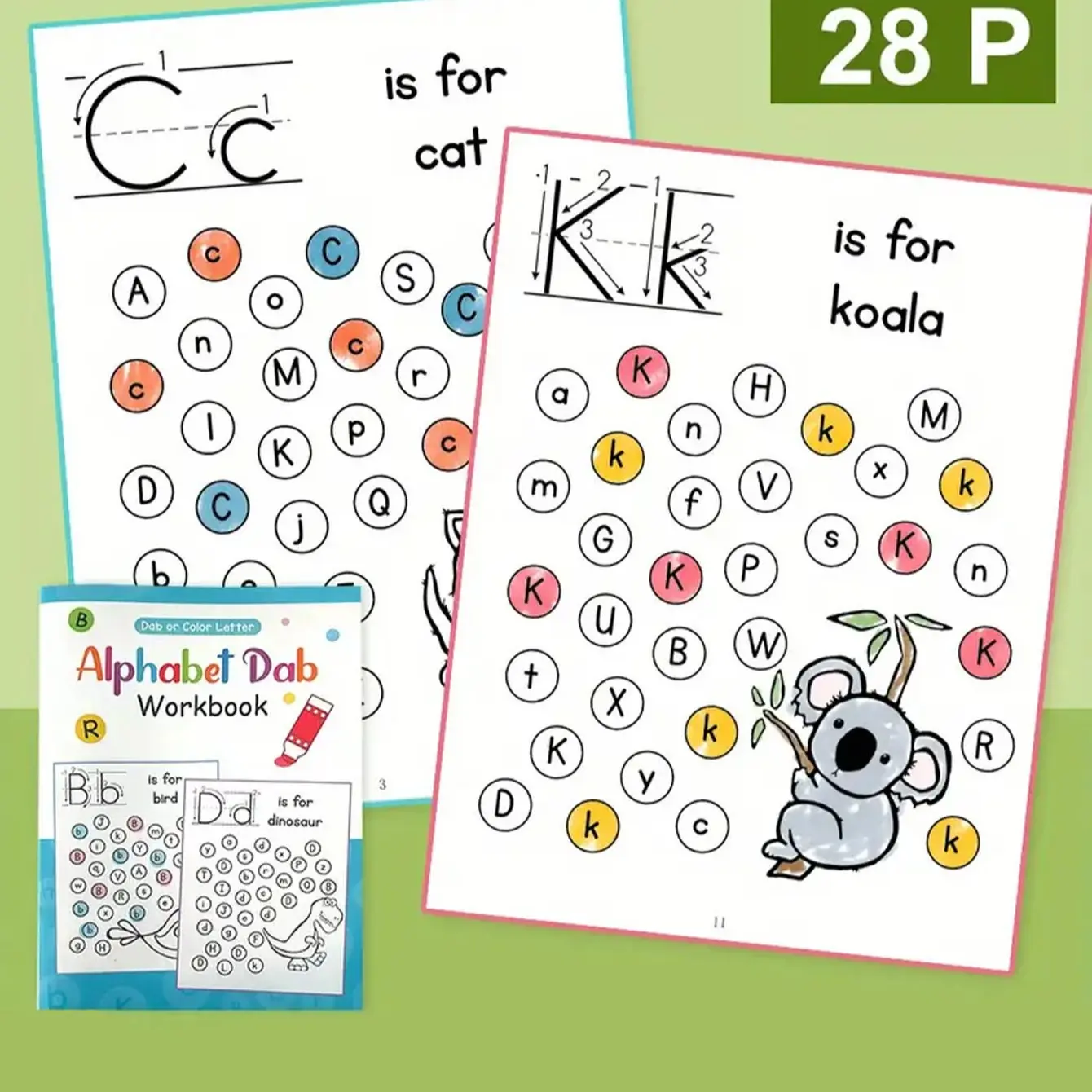 32-Page Alphabet Exercise Book - School Supplies, Letter Painting Red, Interactive Letter Learning and Creative Coloring Activities, Developing Writing Skills, Back-to-School Supplies, Christmas Gifts, Preschoolers, Learning Tool, Learning Materials