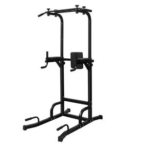 [Fahuac] Sport Power Tower Workout Dip Station Pull Up Bar, Height Adjustable 66.5"-82.7" Multi-Function Dip Stand for Home Gym Strength Training Fitness Equipment, 330 lbs Capacity