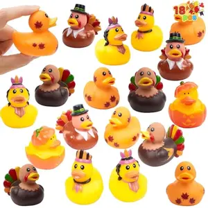 18PCS Thanksgiving Rubber Ducks for Boys Girls Kids & Toddlers, Thanksgiving Party Favor Gifts, Rubber Ducky Bath Toys, Kids Fun Bath Duck Toys