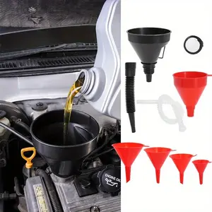 6 Pack Plastic Fuel Funnels with Hose, Automotive Funnels Set, Wide Mouth Flexible Oil Funnels for Automotive Use Filling Water/Gasoline/Coolant/Engine Oil