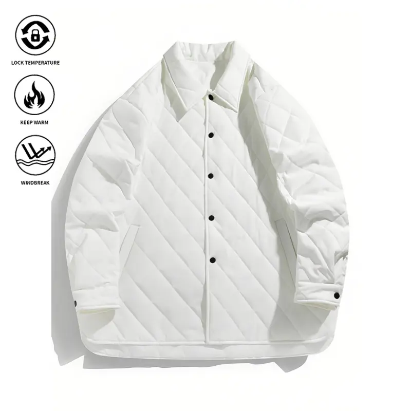 Quilted shirt-collar puffer jacket for daily walks and city commuting, can be worn as an outer shirt coat