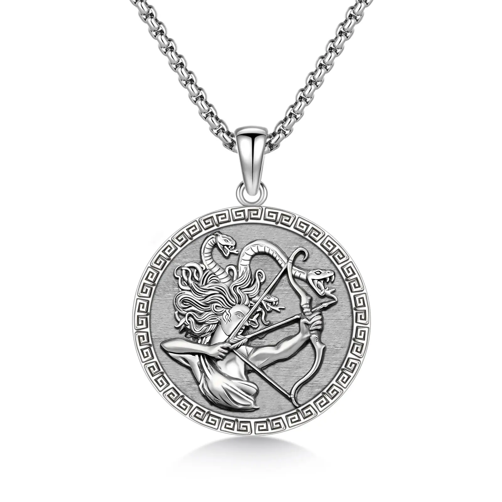 Sterling Silver Medusa Necklace, Greek Mythology Pendant Faith Amulet, Witch Gifts for Women for Anniversary, Birthday