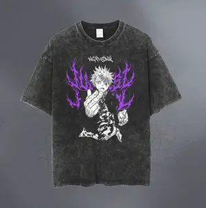 HOLLOW PURPLE VINTAGE TEE 100% Ringspun Cotton Unisex Oversized Fit Round Neck Double Stitched Collar & Sleeves High Quality Organic Cotton DTG Print Top Menswear Streetwear - Tshirt retro graphic