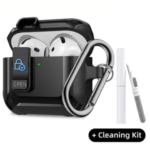 AirPods 4 Case with Lock Clip, Rugged Durable Apple AirPods 4th Gen Cover, Men & Women, Armor Shockproof Protection Hard Shell, Carabiner & Cleaner Kit