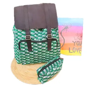 Cleveland Backpack - Green and Brown Design with Adjustable Straps and Matching Hat Included