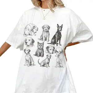 Dogs 90s Vintage Tattoo Style Comfort Color Shirt, Y2k Dog Shirt, Dog Lovers Gift, Cute Dog Shirts, Crew Neck, Menswear Top, Womenswear Top Underwear Streetwear