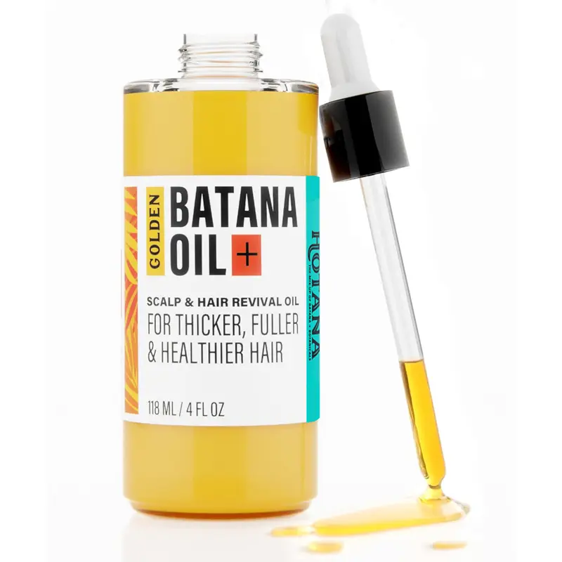 Hotana Golden Batana Oil+ Hair Serum 4oz - Daily Moisturizing Blend for Thicker, Fuller Hair with Castor, Pumpkin Oils & Rice Proteins Scalp Revival Healthier Natural Ingredients Strengthening Hydrating
