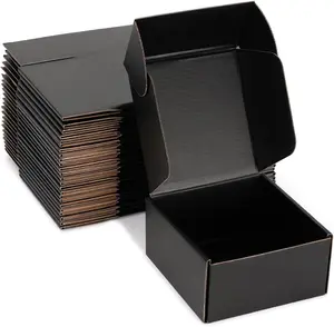 6x6x3 Inch Small Shipping Boxes 25 Pack - Sturdy Black Recyclable Corrugated Cardboard Boxes for Small Business Ecommerce Mailing Packaging Gift Storage