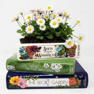 Original Small Book-Shaped Decorative Planter, Ceramic Planter for Home Decor, Cute Bookshelf Accent, Unique Planter for Book Lovers, Alice/Wind in the Willows/Secret Garden