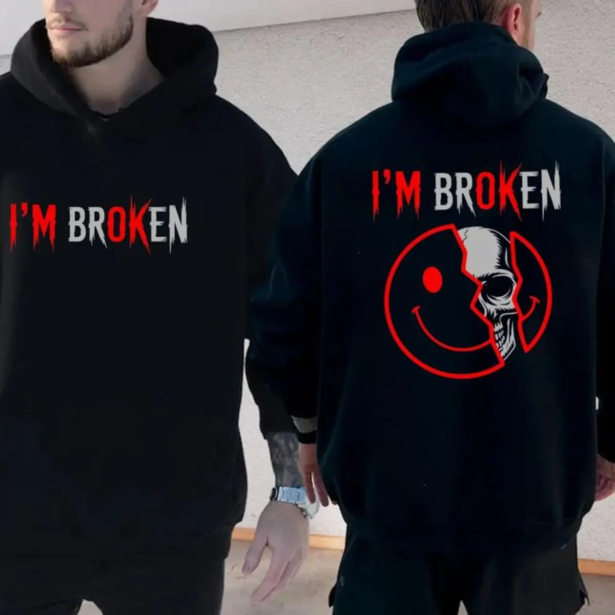 I'm Broken Skull Smiley Face Hoodie, I'm Broken Shirt, Mental Health Sweatshirt, Haters Shirt, Unisex Sweater Pullover Tee