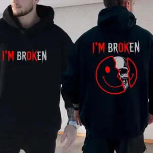 I'm Broken Skull Smiley Face Hoodie, I'm Broken Shirt, Mental Health Sweatshirt, Haters Shirt, Unisex Sweater Pullover Tee