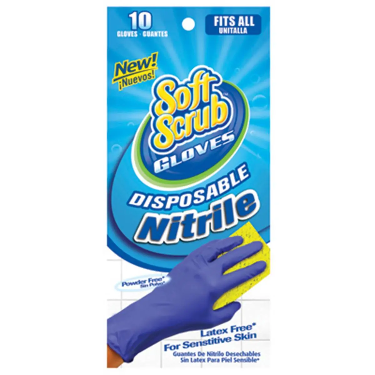 212 MAIN Disposable Nitrile Gloves, 10-Count (11110-26), Medium Size, Latex-Free, for Cleaning and Soft Scrub Household Tasks