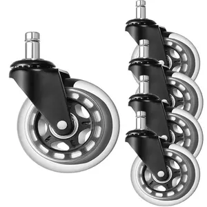 Office Chair Caster Wheels,Office Chair Wheels Replacement Rubber Chair Casters for Tile, Hardwood Floors and Carpets, Universal Fit for  Chairs- Set of 5