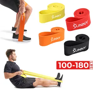 Sunny Health & Fitness Natural Latex Resistance Band, Home Gym Workout Fitness, Closed-Loop Rubber Band, Progressive Tension for Stretching, Assistance & Strength Training, Rehab & Mobility - 100/140/160/180 lbs Options