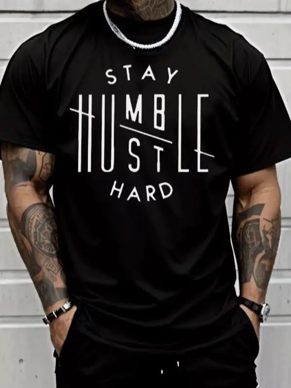 Comfort Colors Classic Street Style, Stay Humble Hustle Hard T Shirt, Men's Fashion Casual Trendy Short Sleeve Tee