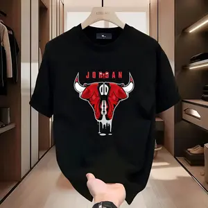 Trendy Bull Graphic & Letter Print Cotton T-Shirt for Men – Soft, Skin-Friendly & Breathable, Perfect for Year-Round Everyday Wear