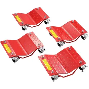 VEVOR Wheel Dolly, 8000 lbs Capacity Heavy-Duty Steel Car Mover, Wheel Dolly Car Tire Stake Set with Brakes, Vehicle Moving Cart Moving Cars, Trucks, Trailers, Motorcycles, and Boats, Set of 4, RedVEVOR Super Brand Day