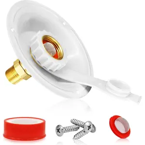 RV White City Water Fill Inlet Flange Brass Check Valve 3/4 NH Female to 1/2 NPT Male Flush Mount  Brass Water Inlet with Dust Plug for RV Marine Camper Motorhome Trailer (B)