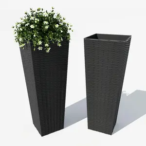 Garvee 2 Pack Large Planters for Indoor Plants, Outdoor 32 inch Tall Tree Planter with Drainage Holes, Plant Pots for Trees Flowers, All-Weather Use with Removable Insert Bucket for Porch, Patio, Black