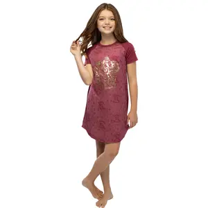 Harry Potter Girls' Foil Print Hogwarts Houses Short Sleeve Raglan Nightgown - All 4 Houses Available