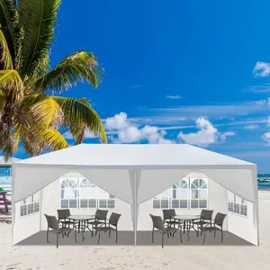 【Summervibes】Outdoor Party Tent with 6 Removable Sidewalls, Waterproof Canopy Patio Wedding Gazebo, White