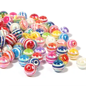 12mm Resin Beads Rainbow Color Smooth Round Pearls, UV Coated Multicolor, DIY Jewelry Making, 50 Mixed Beads for Craft Projects