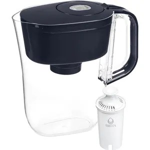 Brita Small 6 Cup Black Denali Water Filter Pitcher with 1 Brita Standard Filter