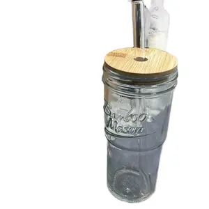Anotion Glass Cups with Lids and Straws 4 Pack iced coffee