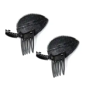 2Pcs Puff Hair Cushion Volume Clips,Black Invisible Fluffy Sponge Clips, Front Comb Bun Bump Up Volume Base for Women DIY Hairstyling Tools alligator