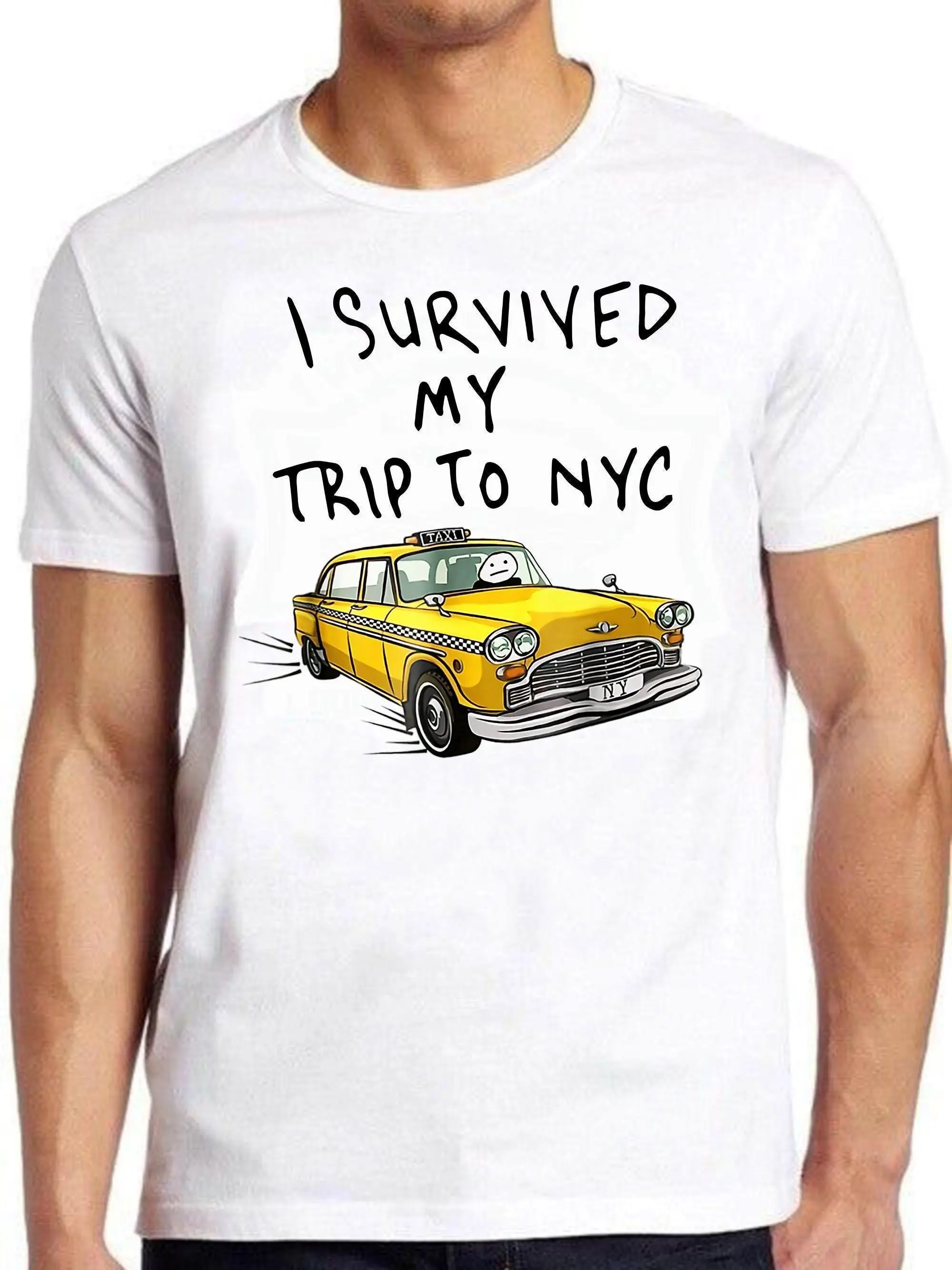 [SALE UP TO 50% ] Tom I Survived My Trip To NYC New York Yellow Spider Taxi Top Tee Cool Gift Men Women Unisex Action Movie Design Style T Shirt