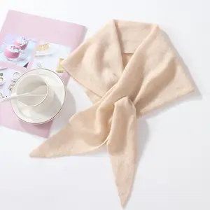 100% Wool Knitted Triangle Scarf For Women Soft Warm Cross Neck Cover Sweet Mini Small Fashion Fake Collar Wollen Wraps
