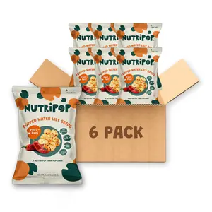 NutriPop Popped Water Lily Seeds Snack, Peri Peri, 6-Pack | Fox Nuts (Makhana) | Light & Crunchy Savory Snack - Gluten-Free, Vegan, Paleo, Nut-Free, Corn-Free, Soy-Free, Non-GMO (Peri Peri)