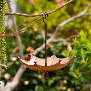 Outdoor Hanging Bird Feeder Tray, Iron Art Umbrella Shaped Bathing Dish, Garden Decor, Hummingbird Feeder, Spring Summer Gift