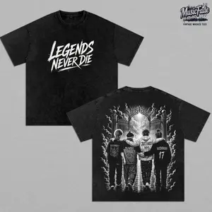 Legends Never Die Vintage Washed Oversized T-Shirt, Tribute Memorial Graphic Tee Featuring JW, XXXTent@cion, LiI P & Oliver Trees, Heavyweight Cotton Acid Wash Streetwear Shirt, Double Sided Unisex Fan Merch Hoodie Sweatshirt Option Gift