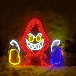 Wall-Mounted Acrylic Neon Light, USB Dimmable, Creative Dual Bucket Design, Ideal for Gaming Room, Halloween Decor, Party Atmosphere, Wall Mounted Lights, Indoor Decorative Light