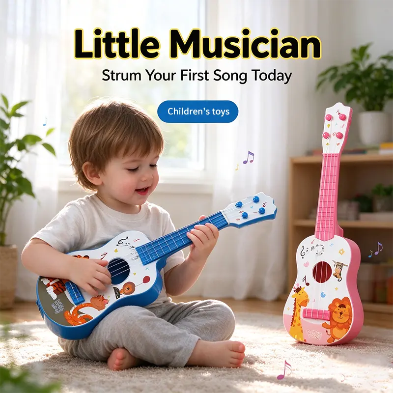 Kids' Unisex Mini 6-String Acoustic Guitar - Educational Musical Toy with Safe Strings for 3-6 Year Old Toddlers, Mini Guitar