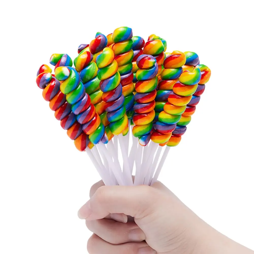 Rainbow Twisty Lollipops Individually Wrapped Candy | Mixed Fruit Flavors | Bulk Party Candy Treats for Birthdays, Events & Gift Bags | 30 Count
