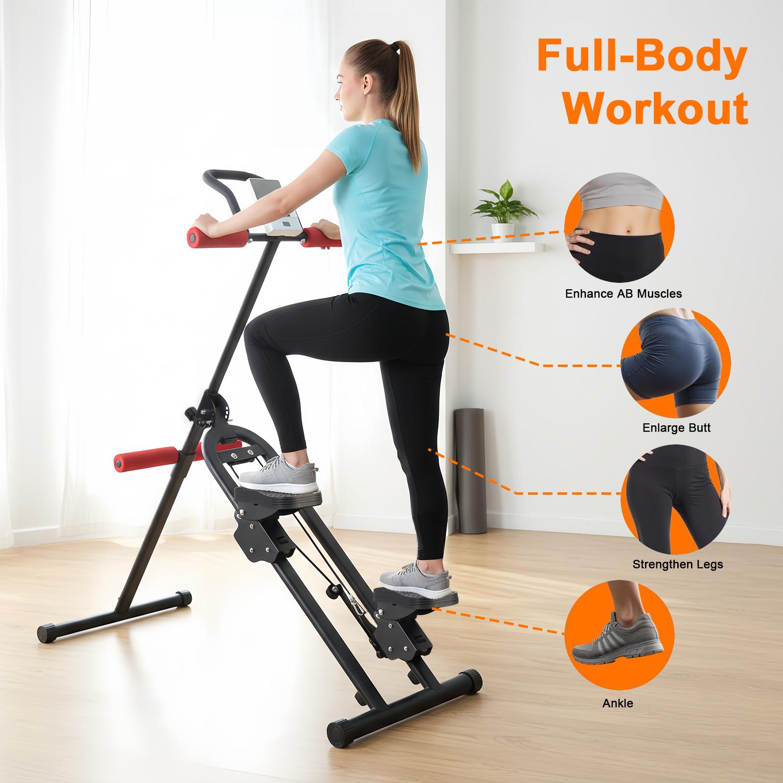 Multi-functional step machine (with handle), expandable leg, core and buttock exerciser, can be used for crunches and stepping