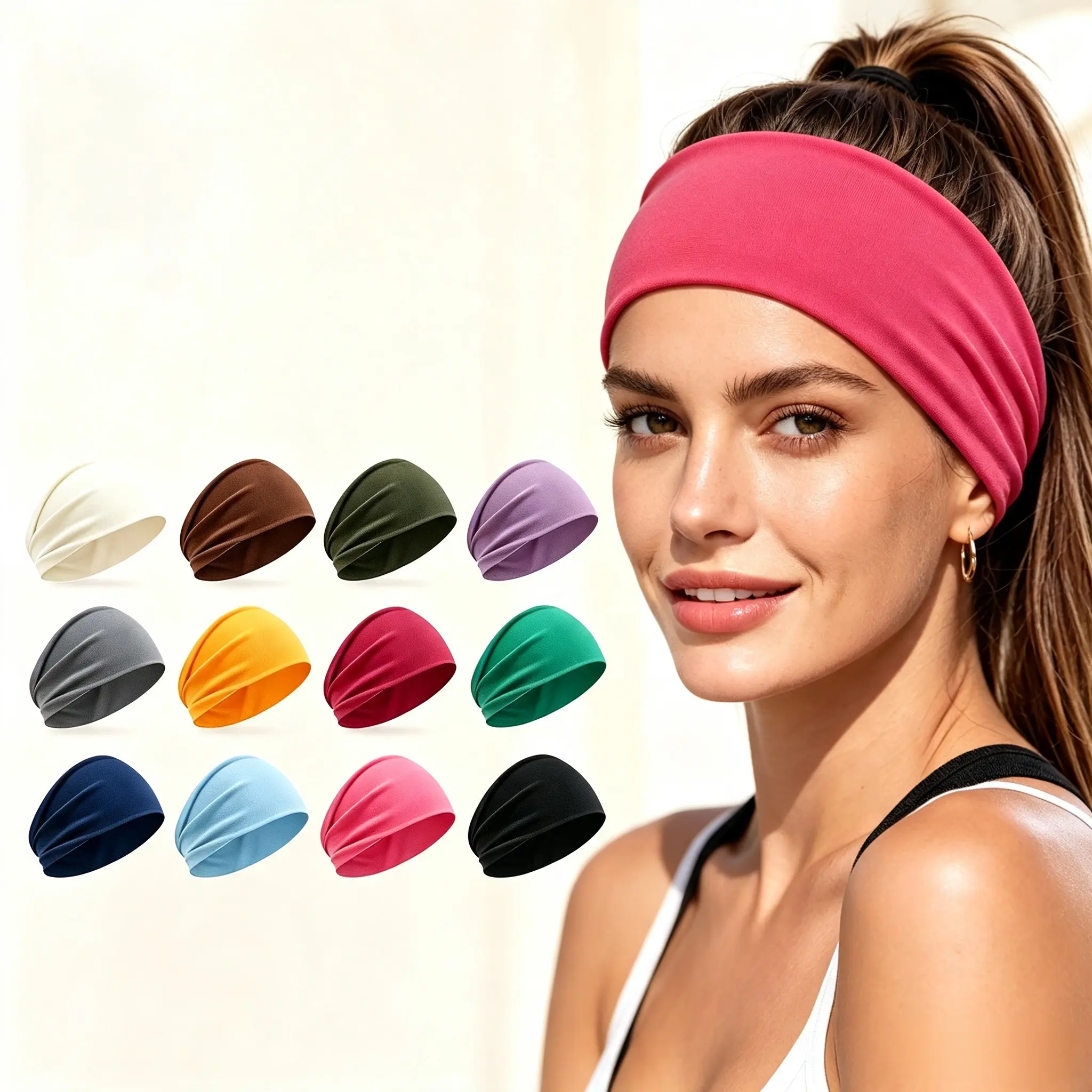 Women's Multi-Color Sports Training Headbands, Workout Headbands, Gym Headband, Elastic Sweat-Absorbing Hair Bands, Yoga Running Exercise Fashion Accessories, Sweat-Wicking Headband for All Seasons, Elastic Sweatband Headband, Stretchy Headbands