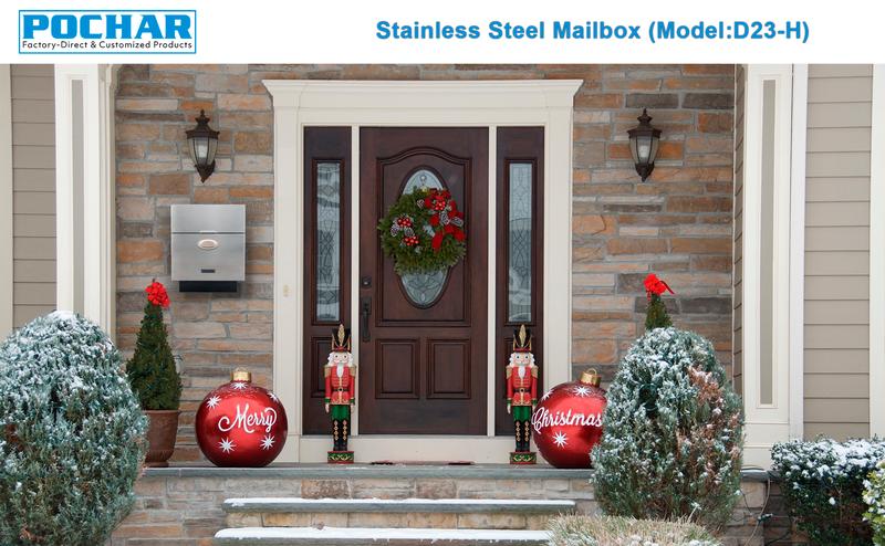 D23-H - Stainless Steel Mailbox for Walls, Heavy Duty Wall Mounted Mailbox with Newspaper Holder - 14.25'' x 6'' x 17.25'' Silver Rust Proof Steel Dropbox