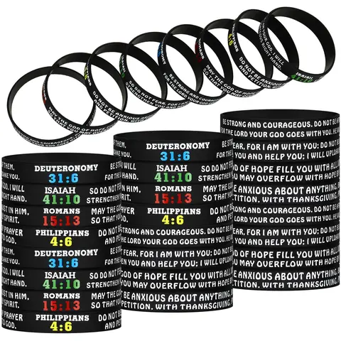 Christian Inspirational Rubber Bracelets, 4/8/12-Piece Verse Set with Bible Verses for Daily Faith Encouragement, Encouragement Gifts for Men and Women