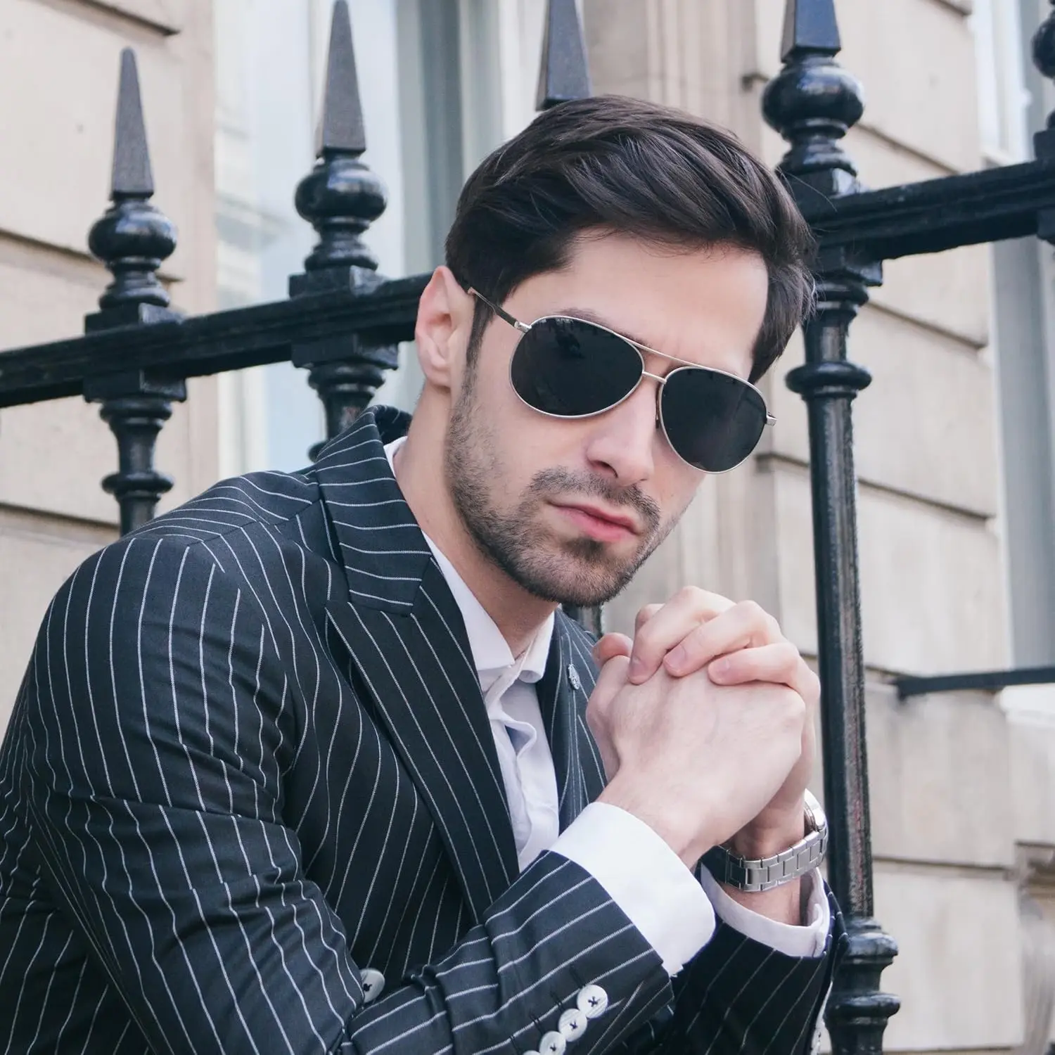 Phikttu Aviator Sunglasses - Black Frame with Dark Lenses, Ideal for Outdoor Use, Comes in Stylish Black Box