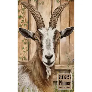 2025 Planner Pocket Size: Goat Animal themed Cover Daily Weekly Diary 12 Month Calendar Vision Mission Board Schedule Organizer Goals Appointment Notes Paperback – September 25, 2024