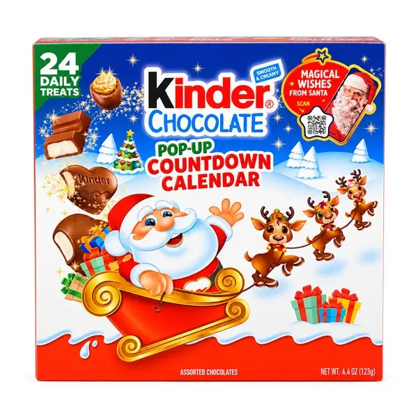 Kinder 2026 Advent Calendar, 24 Individually Wrapped Chocolate Treats, 4.4 oz