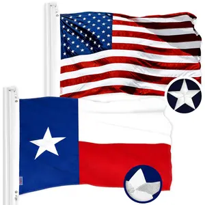G128 Combo Pack: USA American Flag 3x5 Ft Embroidered Stars & Texas State Flag 3x5 Ft Embroidered