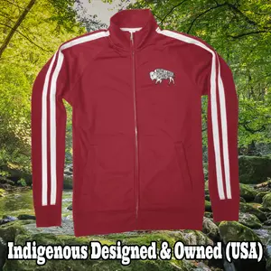 Bison Embroidered Track Jacket - Honoring First Nations, Inuit, Native American Indigenous Cultures