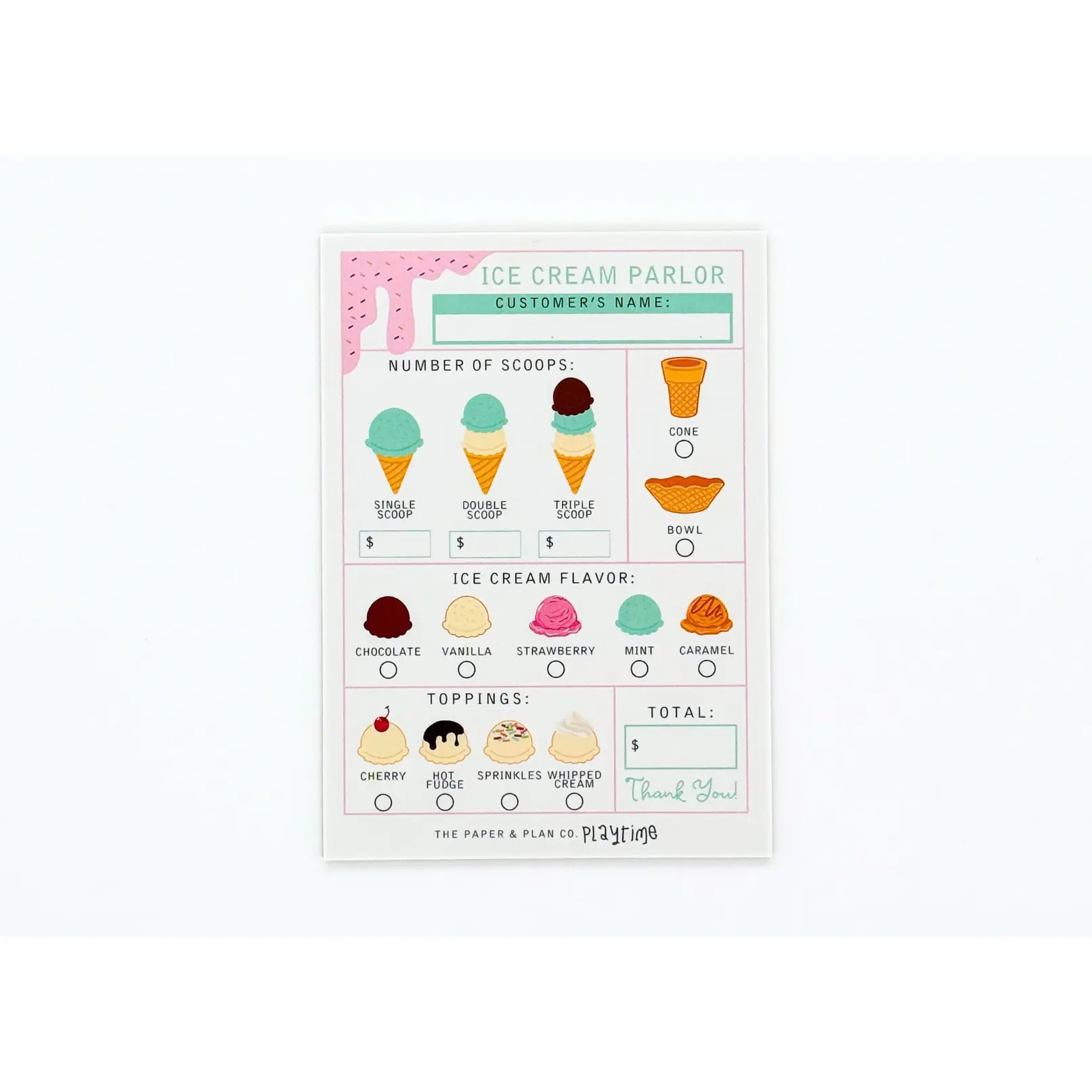 Ice Cream Parlor Playtime Pad 5"X7" 50 Sheets Notepad for Kids to Scoop Up Endless Fun Made in USA